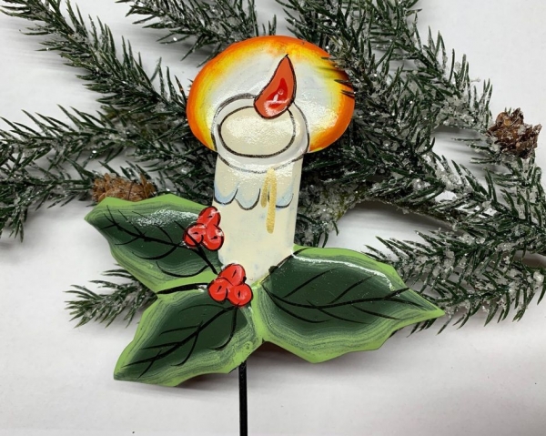 Deko Metall-Kerze weiss, auf Stab